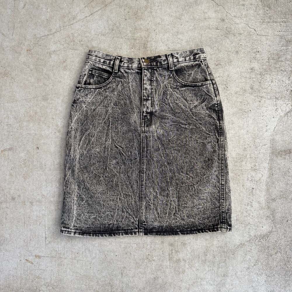 Vintage Mainframe Acid Wash Denim High-Waisted Mini Skirt